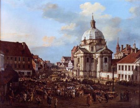 Bernardo Bellotto New Town Market Square with St. Kazimierz Church. oil painting image